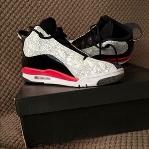 Jordan Black and Red Graphic Sneakers